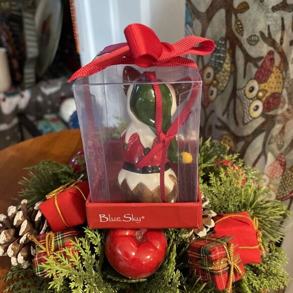 Blue Sky Claywork Holiday Collection Dog In A Santa Outfit Ornament - NIB - Picture 3 of 5